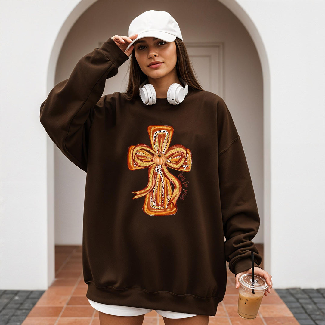Fall for Jesus Sweatshirt, Fall Coquette Bow Sweatshirt, Fall Shirt Top, Autumn Pumpkin Sweatshirt, 2025 Autumn Vibes Top, Christian Gift ILAF54